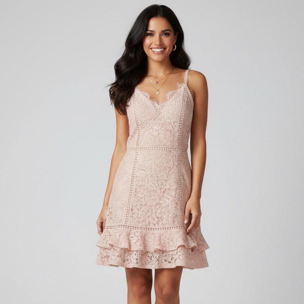 Just me Lace Ruffle Mini Dress‎